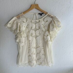 Express Nylon/Polyester short sleeve floral blouse large